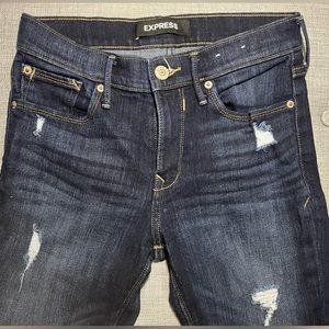 Express Dark Ripped Skinny Jeans